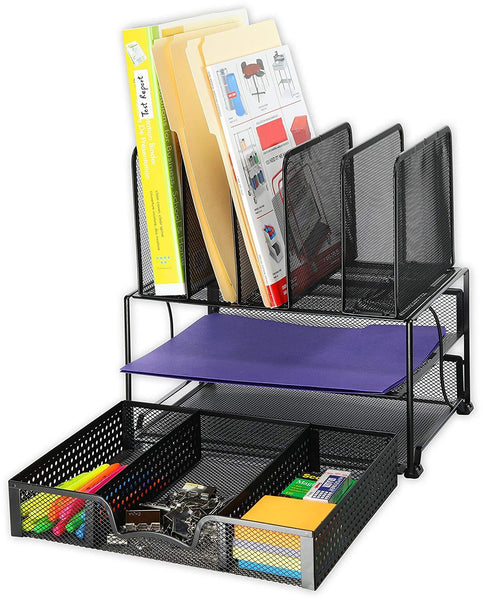 Mesh Desk Organizer with Sliding Drawer